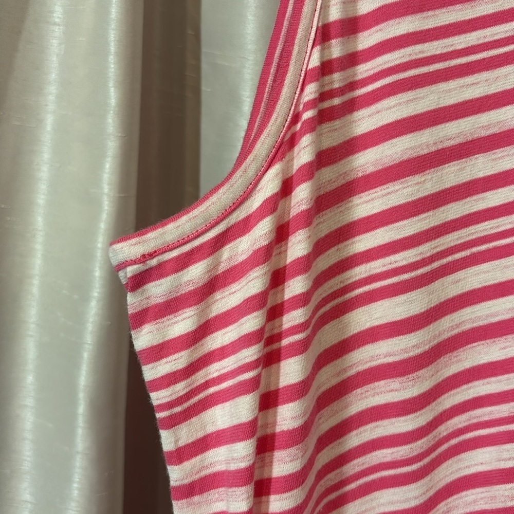 Talbots striped Pink Sleeveless shift dress, tie waist detail, XL, midi/knee - Picture 4 of 7